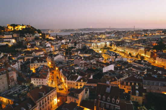 Lisbon at night , in Portugal