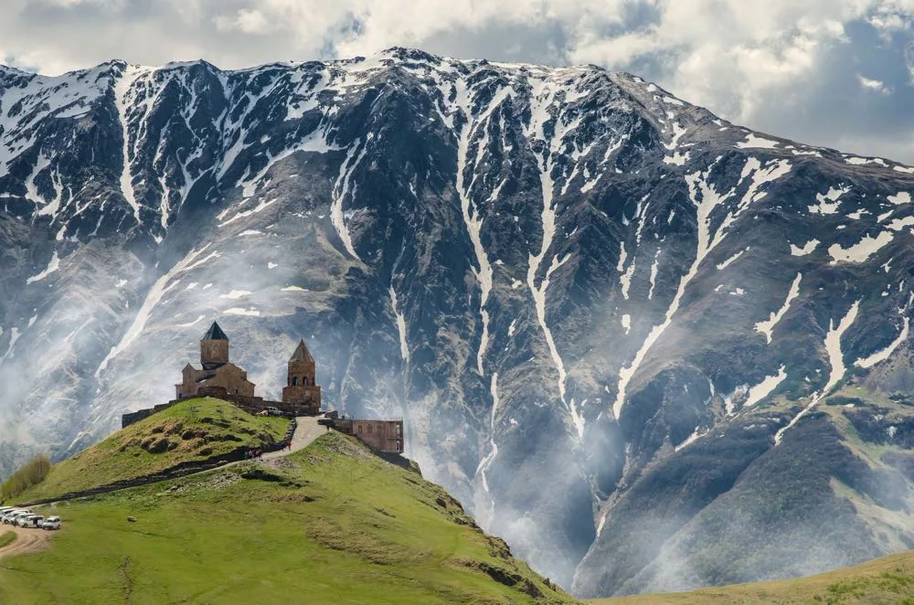 Majestic snow-capped peaks in the mountainous landscapes of Georgia